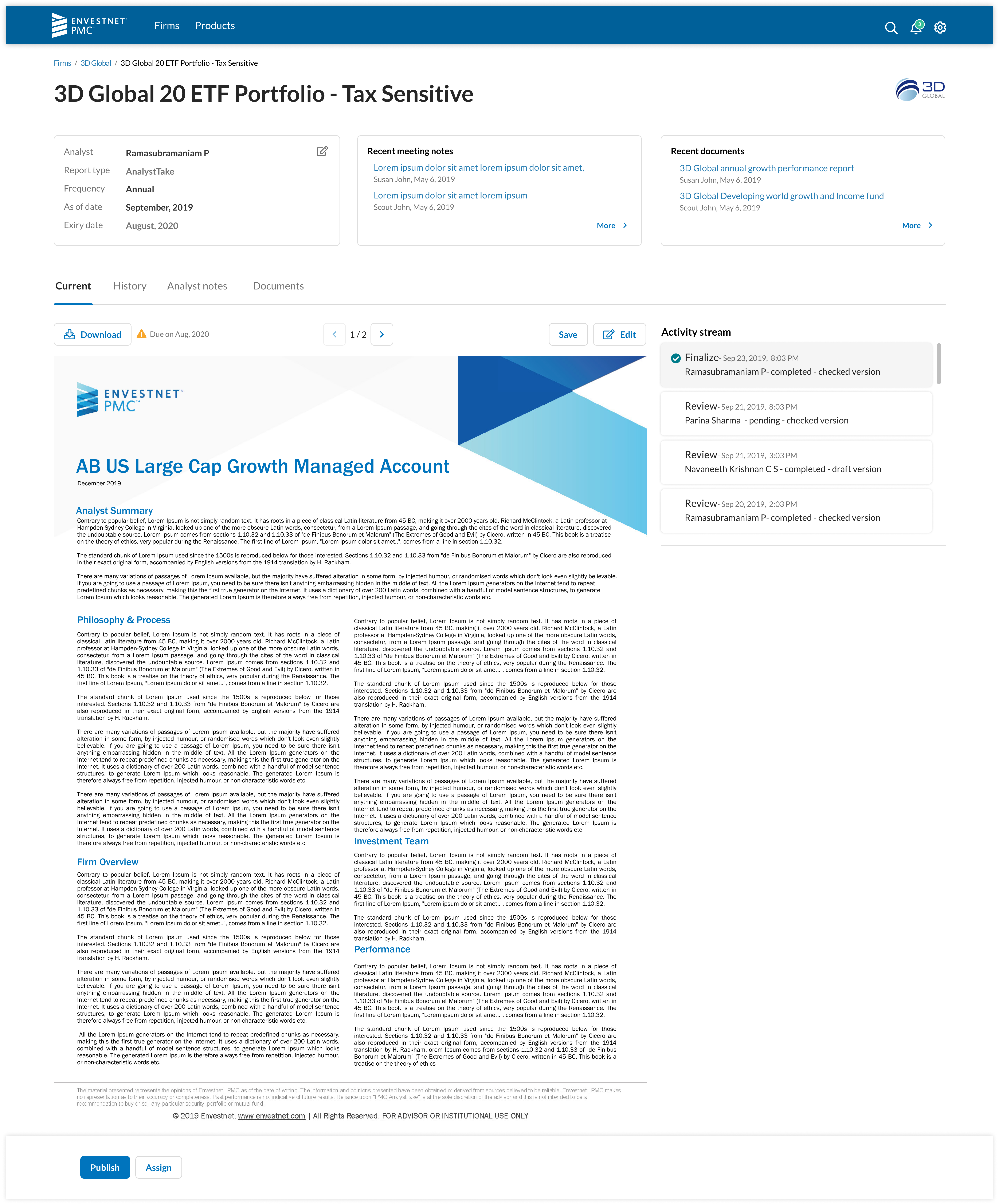 Analysis edit page